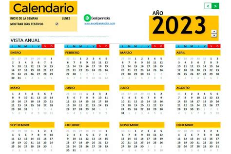 Calendario Excel Plantilla 2023 Calendario 2023 en Word, Excel y PDF - Calendarpedia